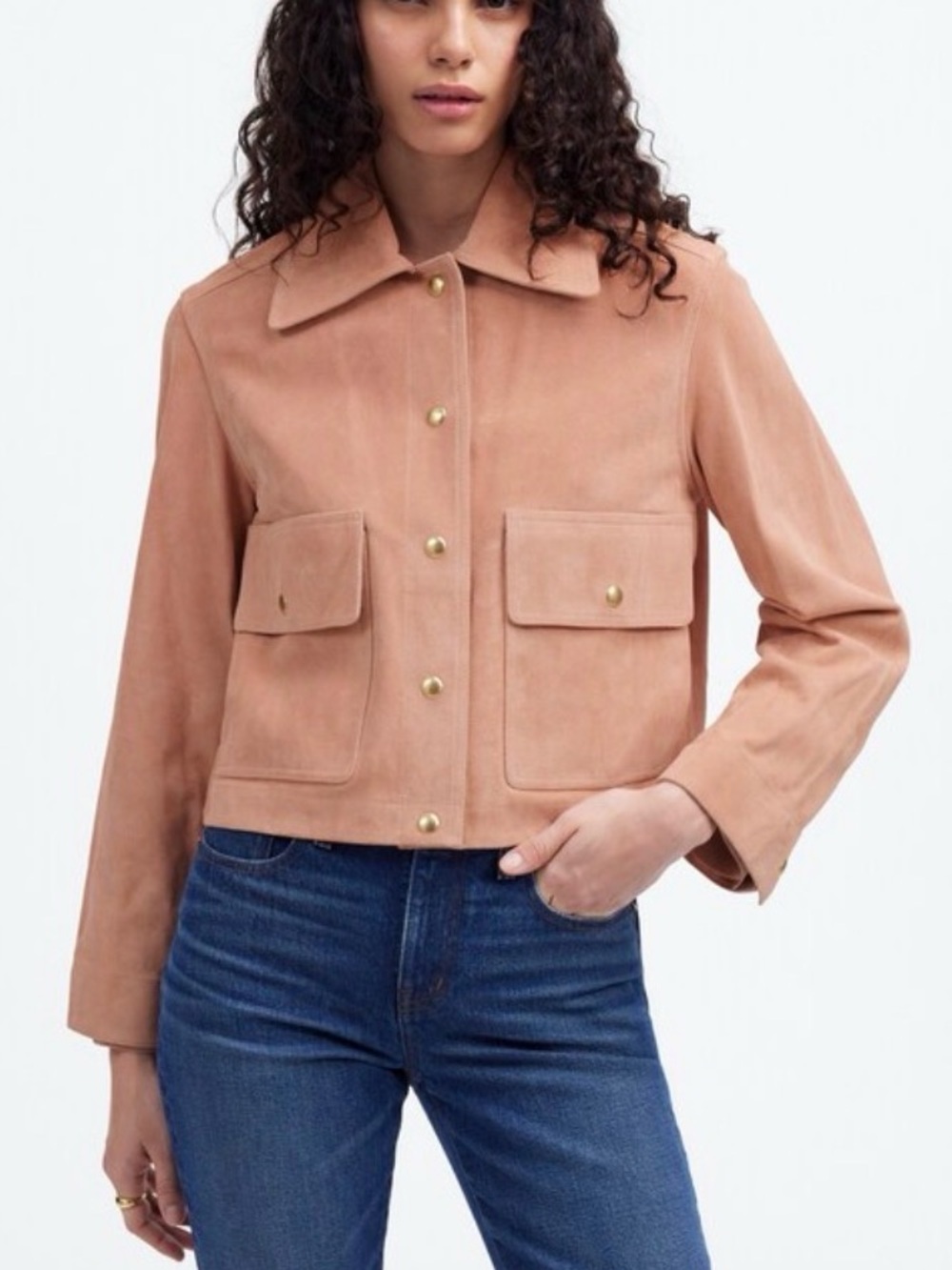 Madewell Crop Chore Jacket in Suede